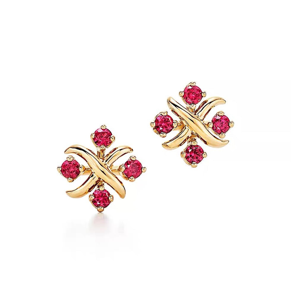 Tiffany Style Crossover Cubic Zirconia 18K Gold-Plated Earrings