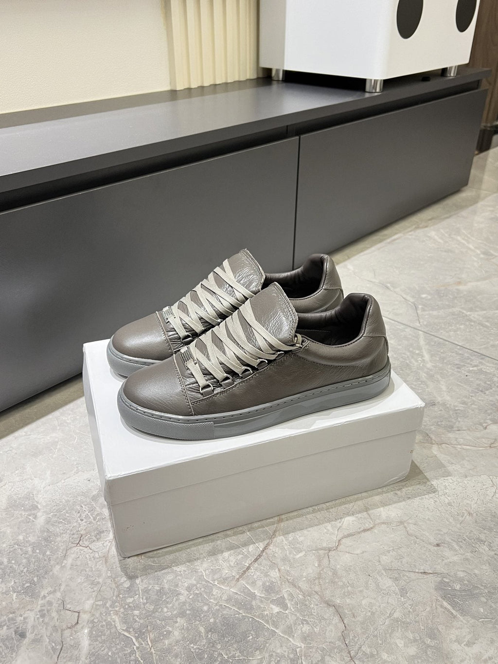 Balenciaga Taupe Gray Low-Top Sneakers